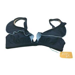 Kona Sol Women's Size Small 4-6 Lightly Lined Bikini Swim Top Ruffle Blue New